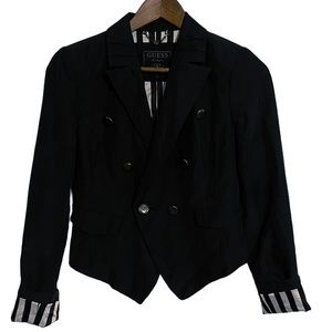 Guess Black Prep Cropped Button Front Blazer Size 2
